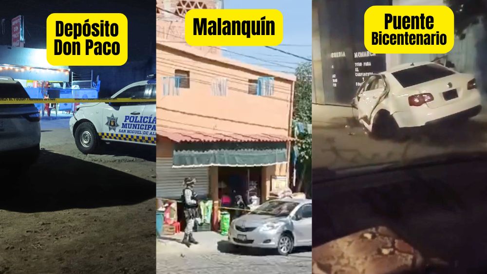 3 asesinatos y un accidente mortal, deja 4 jóvenes sin vida en solo 36 horas en San Miguel de Allende