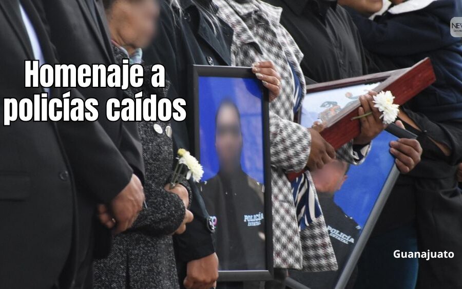 Rinden homenaje a los policías estatales caídos al ser atacados en Uriangato, Guanajuato