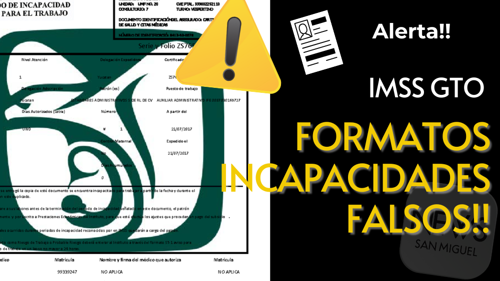 IMSS en GTO advierte de uso de formatos de incapacidades falsas