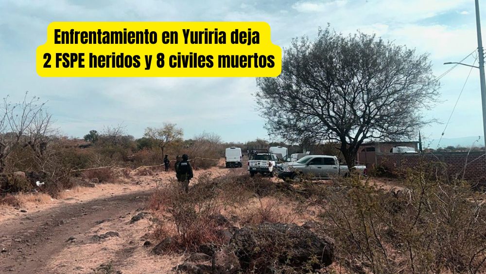 Enfrentamiento en Yuriria, Guanajuato, deja 3 policías heridos y 8 civiles sin vida