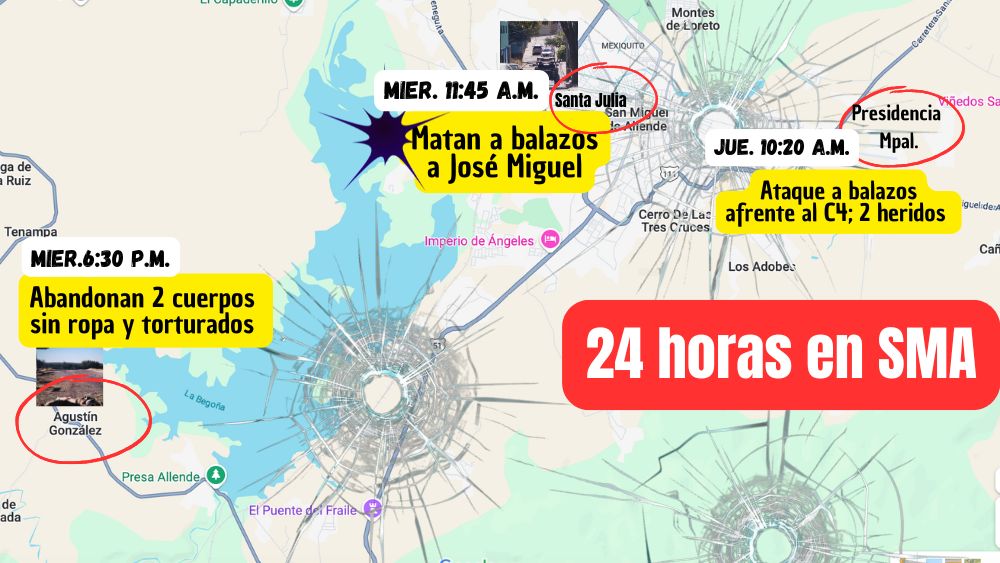 Tres 3 muertos y 2 heridos, lo que dejaron las balas en 24 horas en San Miguel de Allende