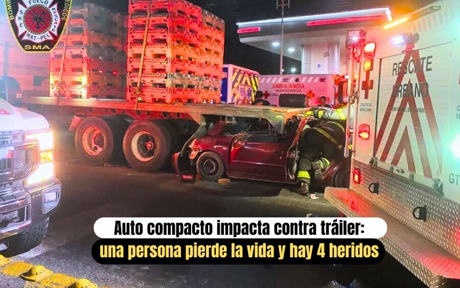 Trágico accidente en la carretera San Miguel–Comonfort deja una persona sin vida y 4 heridos