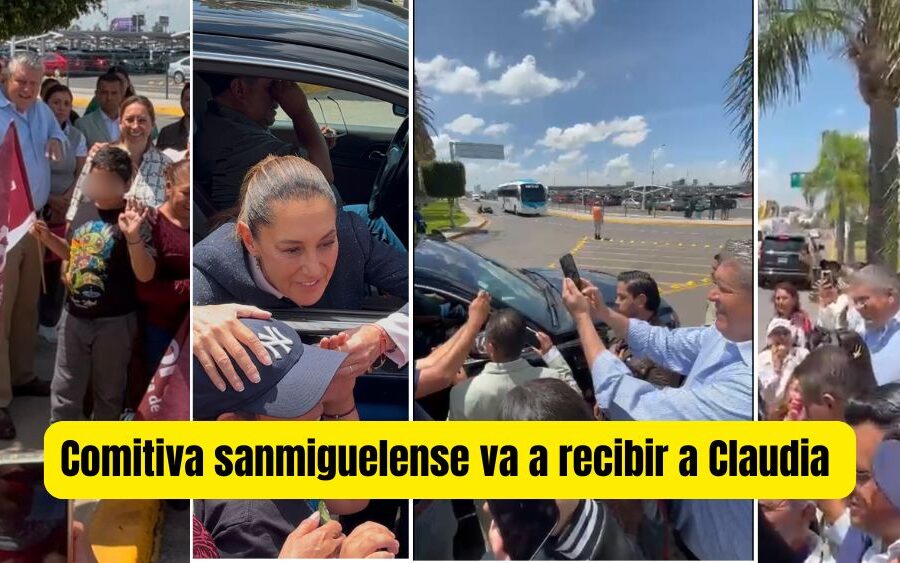 Con presencia sanmiguelense, morenistas reciben a Sheinbaum en el Aeropuerto del Bajío