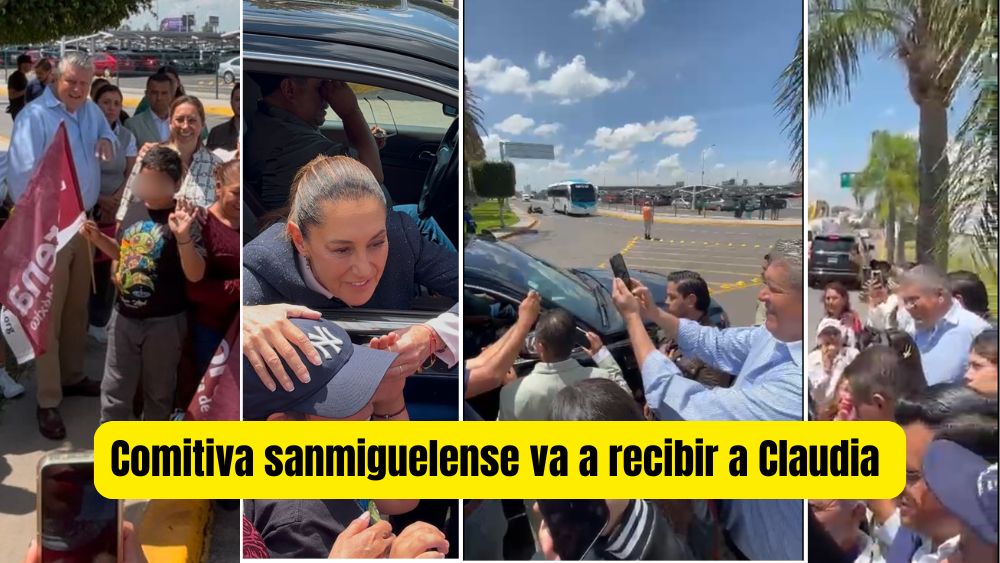 Con presencia sanmiguelense, morenistas reciben a Sheinbaum en el Aeropuerto del Bajío