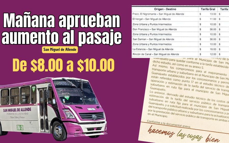 Mañana aprueban aumento al pasaje en SMA, de $8 a $10… y para que lo olvides ¡vete a la feria!
