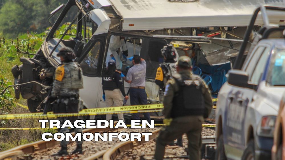 Tren embiste camión de pasajeros en Comonfort; 5 personas fallecen y 17 resultan heridas