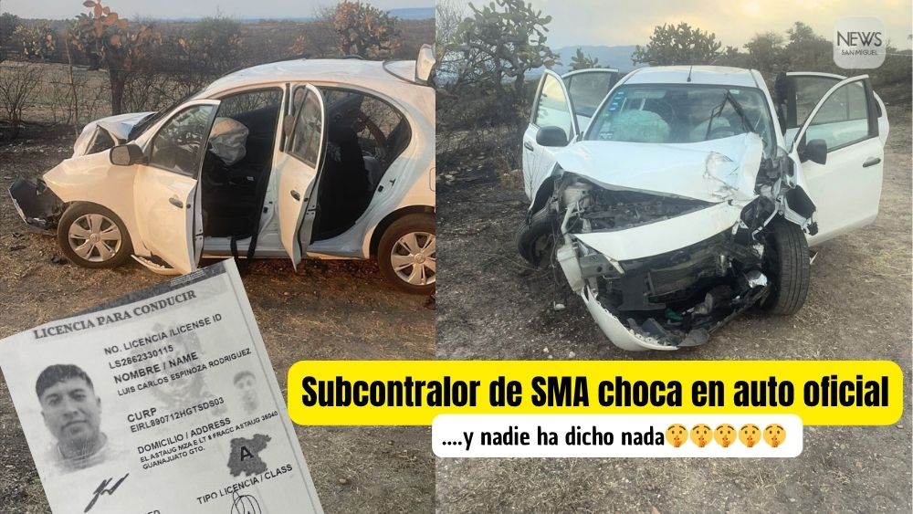 Subcontralor de Trejolandia le da ‘en la madre’ a vehículo oficial… y ahora quieren borrar el choque