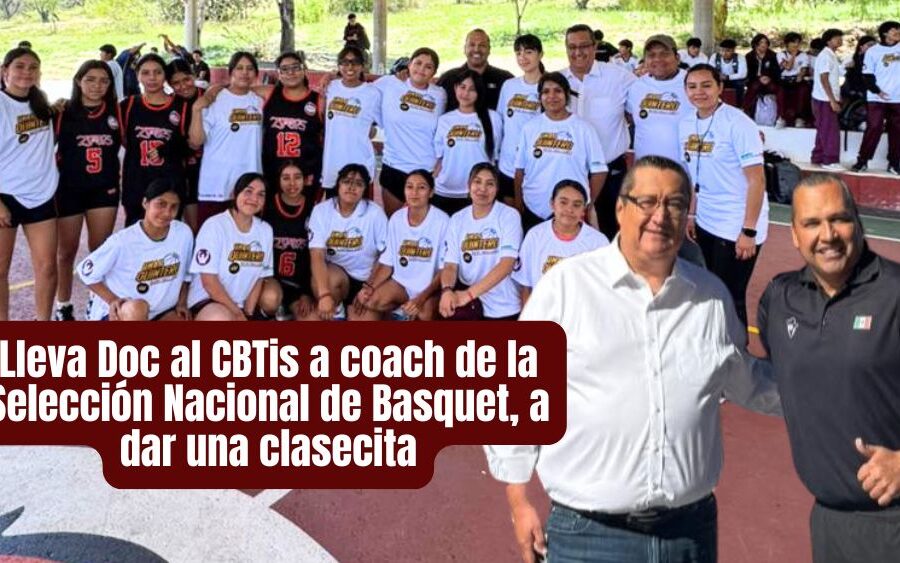 Del salón a la cancha: Doc Osvaldo invita a coach de la selección de basquet al CBTis de San Miguel de SMA y prende a la chaviza