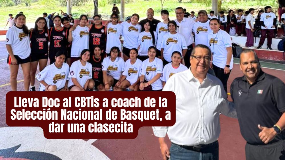 Del salón a la cancha: Doc Osvaldo invita a coach de la selección de basquet al CBTis de San Miguel de SMA y prende a la chaviza