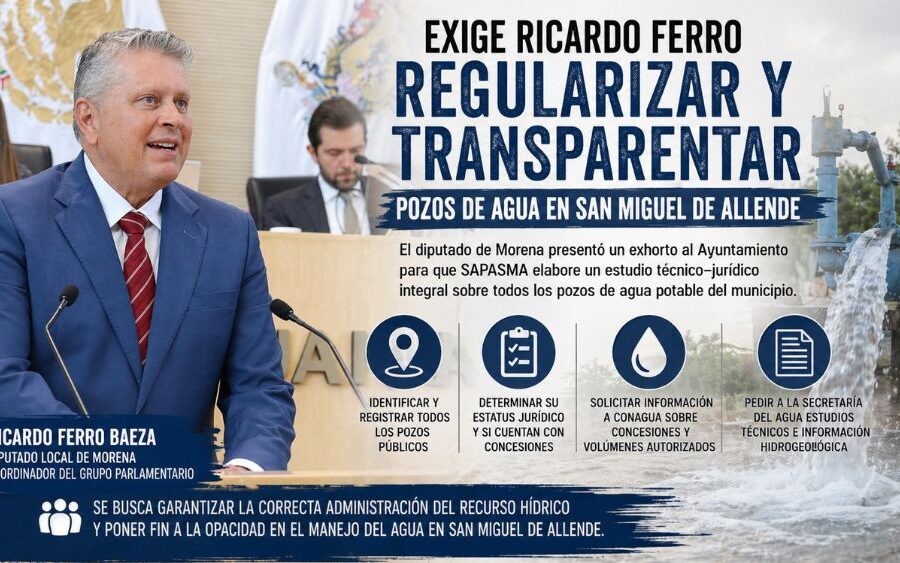 Diputado mete lupa al agua: exige poner en regla los pozos de San Miguel de Allende
