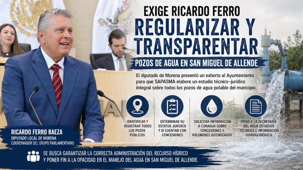 Diputado mete lupa al agua: exige poner en regla los pozos de San Miguel de Allende