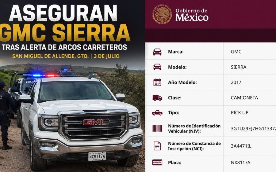 Cae camioneta con ‘pendientes con la ley’; la detectan y aseguran tras persecución en San Miguel de Allende